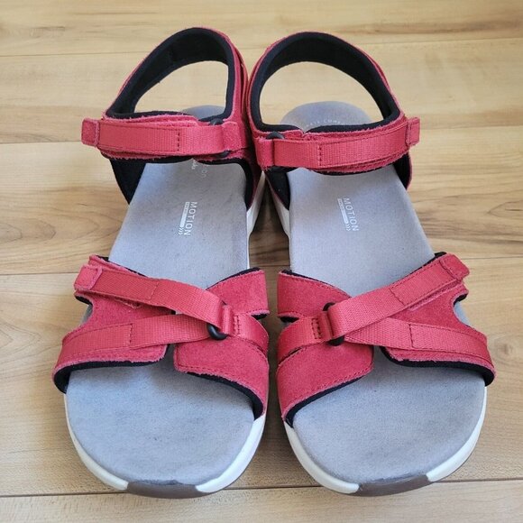 Clarks Womens Solan Drift Hook & Loop Strap Sandals Red Size 9.5 - Picture 5 of 11